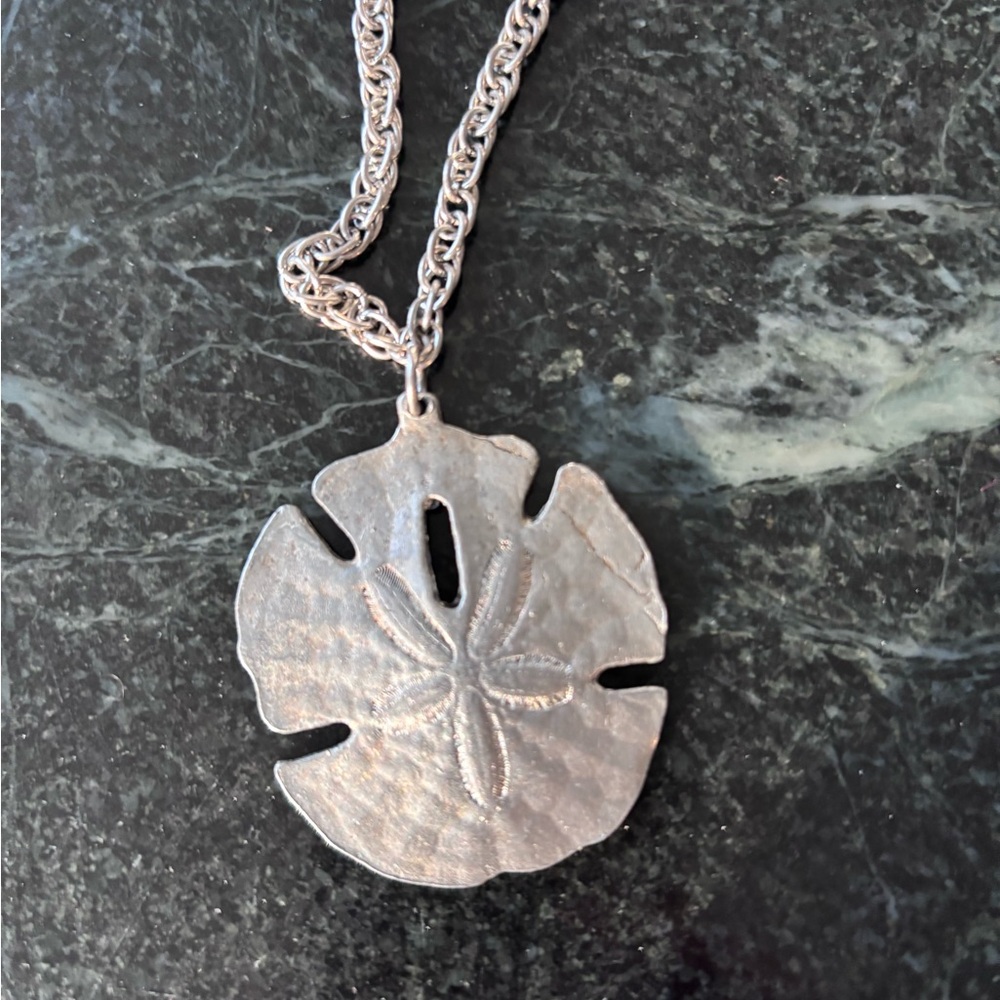 Sand Dollar Silver Pendant Necklace - Picture 2 of 4